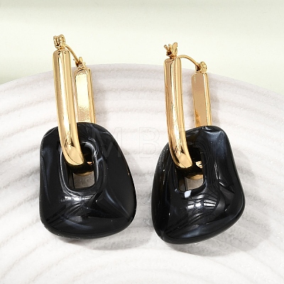 304 Stainless Steel Resin Hoop Dangle Earrings SA-CBA0141-01G-1