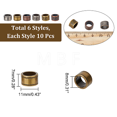 60Pcs 6 Style  Tibetan Style Alloy Spacer Beads FIND-AR0003-23-1