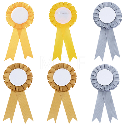 6Pcs 3 Styles Award Ribbon Shape Iron Badge Pins JEWB-CP0001-65-1