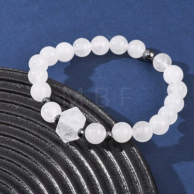 Natural Quartz Crystal Beaded Stretch Bracelet for Women BJEW-A145-01H-1