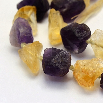 Rough Raw Natural Amethyst and Citrine Beads Strands G-K202-22A-1