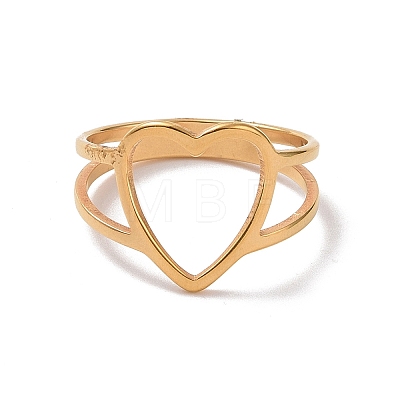 Ion Plating(IP) 201 Stainless Steel Heart Finger Ring RJEW-J051-36G-1