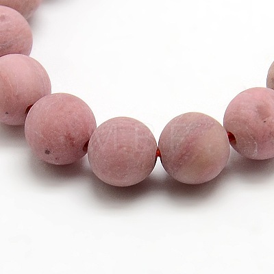 Natural Frosted Rhodonite Round Bead Strands G-M064-4mm-04-1
