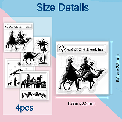 4Pcs 4 Styles PVC Stamp DIY-WH0487-0015-1