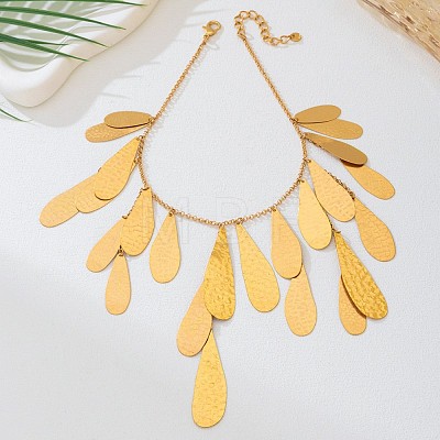 Exaggerated Alloy Teardrop Pendant Bib Necklaces for Women WG3386A-01-1