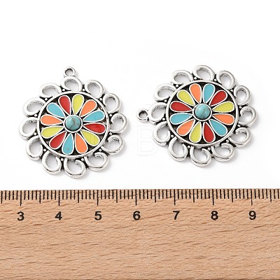 Bohemia Tibetan Style Alloy & Enamel & Synthetic Turquoise Pendants FIND-T074-10AS-1