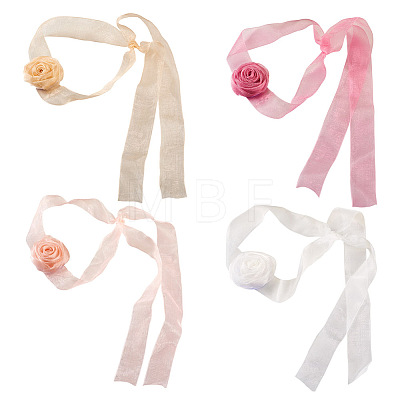 4Pcs 4Colors Cloth Rose Ribbon Chokers FIND-TA0002-27-1