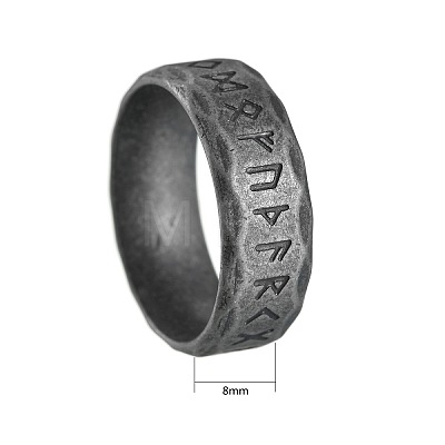 Viking Rune Titanium Steel Finger Rings for Men WGDF4AB-57-1