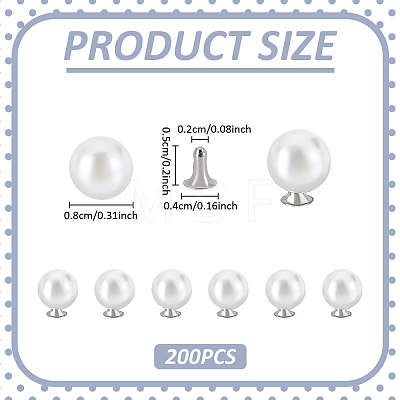 200 Sets Plastic Imitation Pearl Buttons KY-WR0001-13-1