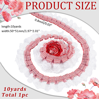 Tartan Pattern Polyester Ruffled Trimming DIY-WH0783-045-1