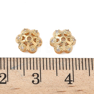 Brass Micro Pave Clear Cubic Zirconia Bead Caps KK-S350-10G-1