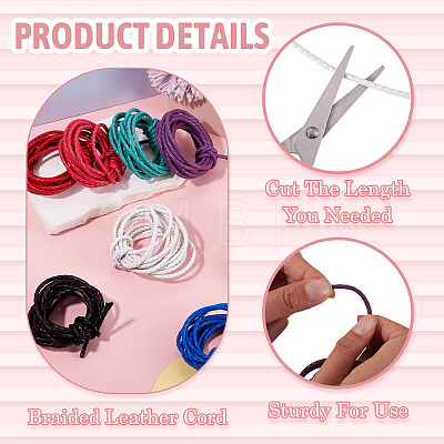 16m 8 Colors Braided Leather Cord WL-TA0001-10-1