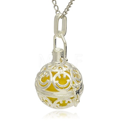 Silver Color Plated Brass Hollow Round Cage Pendants KK-J216-18S-1