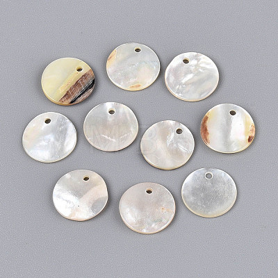 Natural Seashell Disc Charms SSHEL-N041-05-1