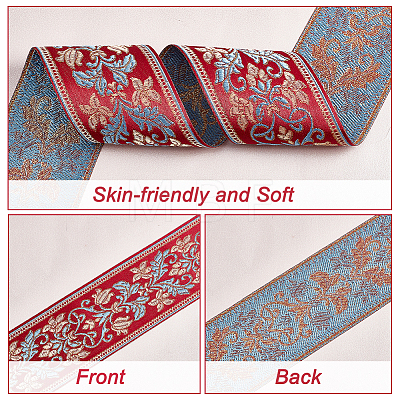 Ethnic style Embroidery Polyester Ribbons OCOR-WH0079-25B-1