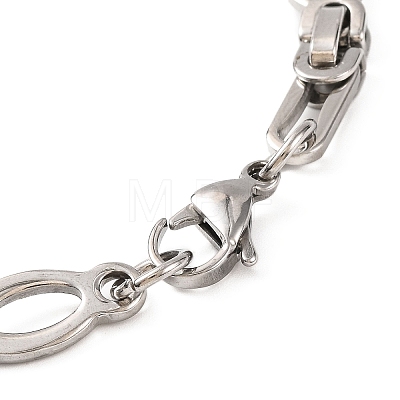 Tarnish Resistant 304 Stainless Steel Hollow Oval Byzantine Chain Bracelets BJEW-B078-102P-1