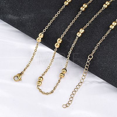 304 Stainless Steel Double Round Cable Chain Necklaces NJEW-C073-07G-1