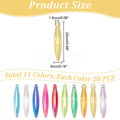 ARRICRAFT 220pcs 11 colors Opaque Acrylic Pendants SACR-AR0001-11-1
