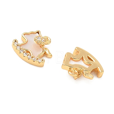 Brass Micro Pave Clear Cubic Zirconia & Natural Shell Charms CU-CBA3F77-02G-1
