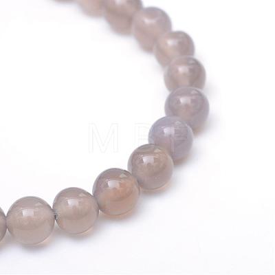 Round Natural Grey Agate Bead Strands G-R345-12mm-07-1