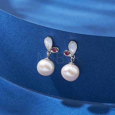 Natural Pearl Ear Studs EJEW-P286-23P-1