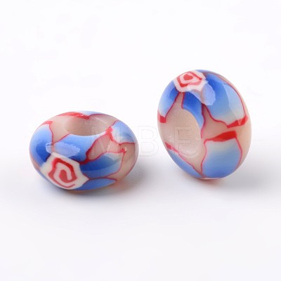 Handmade Polymer Clay Enamel European Beads X-FPDL-J002-M-1