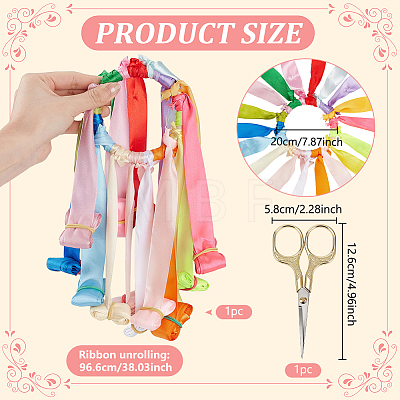 Polyester Single Face Satin Ribbon with Wood Hanging Ornaments HJEW-BC00118-1