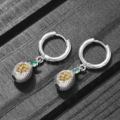 Brass Cubic Zirconia Hoop Earrings EJEW-Q015-02P-A-1