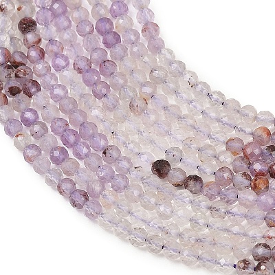 Natural Purple Phantom Quartz Purple Lodolite Quartz Beads Strands G-B175-D07-3mm-1
