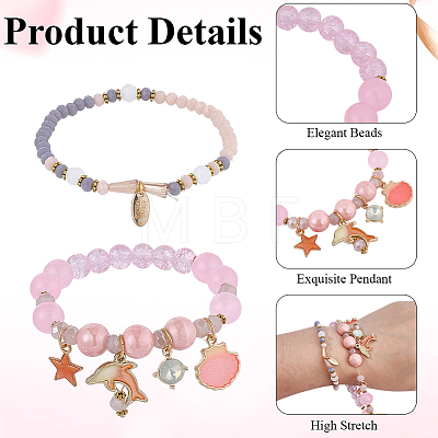 1Bag Plastic & Glass Beaded Stretch Bracelets BJEW-PA0001-10A-1