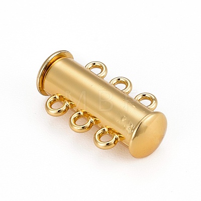 3-Strands 6-Holes Tube Brass Magnetic Slide Lock Clasps X-KK-D473-G-NF-1