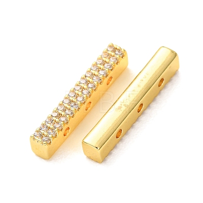 Brass Micro Pave Clear Cubic Zirconia Rectangle Spacer Bars CU-H003-02G-1