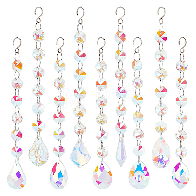 9Pcs 9 Style AB Color Faceted Glass Suncatchers HJEW-GL0001-05-1