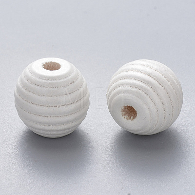 Painted Natural Wood Beehive European Beads WOOD-Q040-019A-B03-1