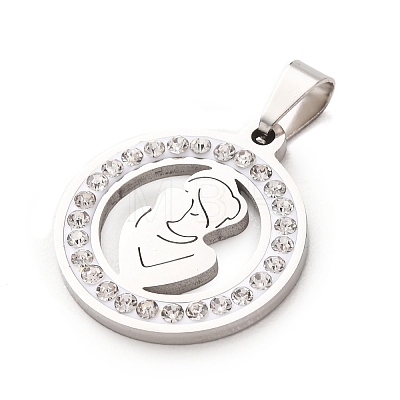 Mother's Day 304 Stainless Steel Enamel Pendants STAS-F368-02B-P-1