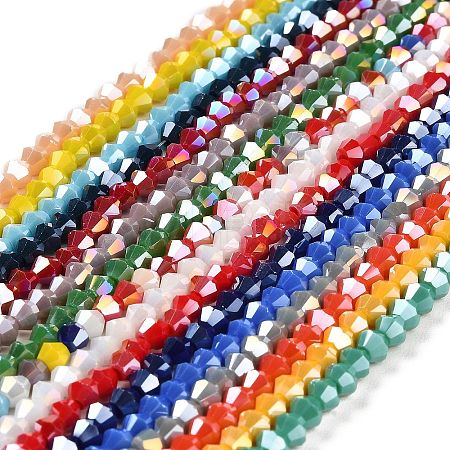 Opaque Solid Color Electroplate Glass Beads Strands GLAA-F029-P4mm-A-M-1