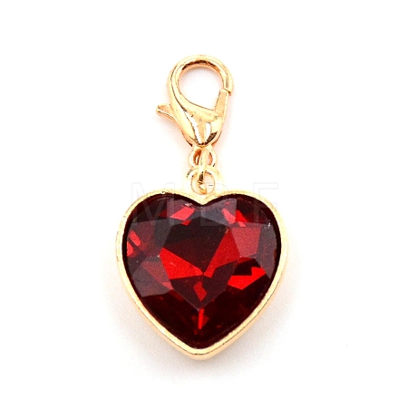 Heart Glass Pendant Decorations HJEW-WH0036-19D-1