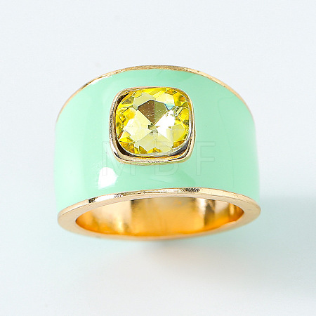 Zinc Alloy Enamel Glass Finger Rings FS-WG383A9-02-1