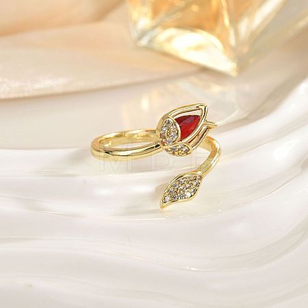 Brass Micro Pave Cubic Zirconia Cuff Open Rings FS-WG4357C-04-1