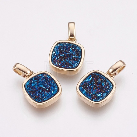 Natural Druzy Agate Pendants KK-G343-12C-G-1