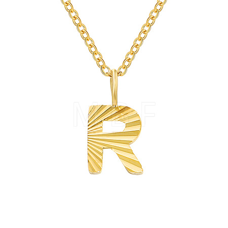 Personalized Stainless Steel Textured Alphabet Initial Pendant Necklaces for Women Men RF0956-18-1