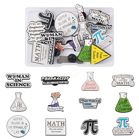 12pcs 12 style Mathematical Formula Enamel Pin JEWB-CD0001-03-1