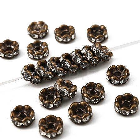 Brass Rhinestone Spacer Beads X-RB-A014-L6mm-01AB-NF-1