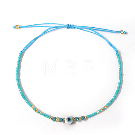 Glass Seed Beads & Resin Braided Bead Bracelets TK7632-3-1