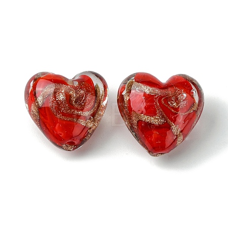Handmade Gold Sand Lampwork Beads FOIL-B001-06C-1