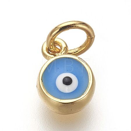 Brass Enamel Charms ZIRC-E152-28G-RS-1