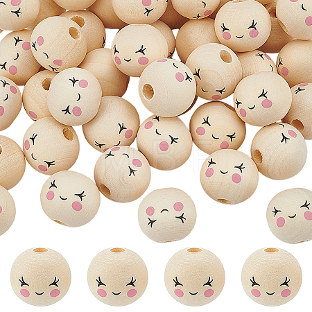 Printed Wood Beads WOOD-WH0052-008-1
