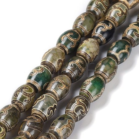 Tibetan Style dZi Beads Strands TDZI-E005-01B-1