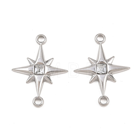 304 Stainless Steel Crystal Rhinestone Connector Charms STAS-P437-14A-P-1