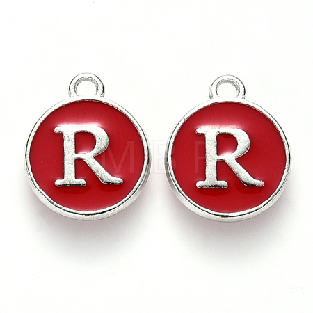 Platinum Plated Alloy Enamel Charms X-ENAM-S118-03R-P-1